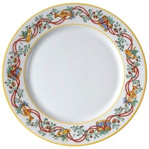Decorative White and Yellow Dinner Plate